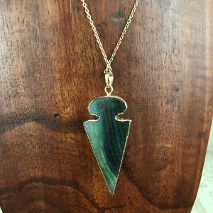Green Agate arrow Pendant necklace